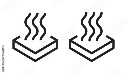 Hot surface icon, a rectangle with heat waves.