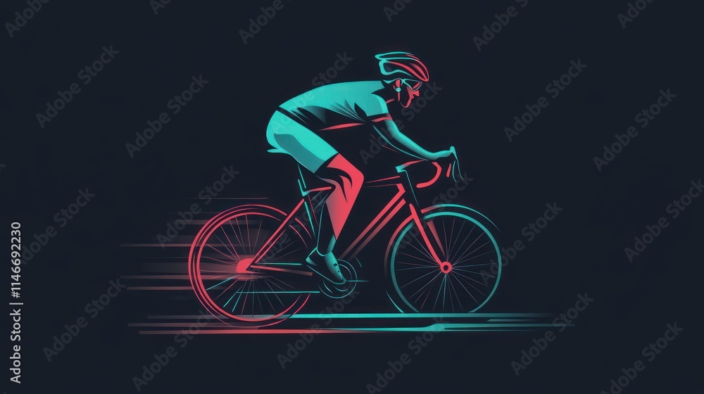 Obraz premium A stylized illustration of a cyclist in motion, emphasizing speed and athleticism.