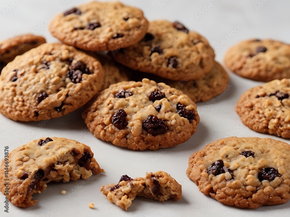 Homemade Oatmeal Raisin Cookie Set Illustration Homemade Oatmeal Raisin Cookie Set Illustration