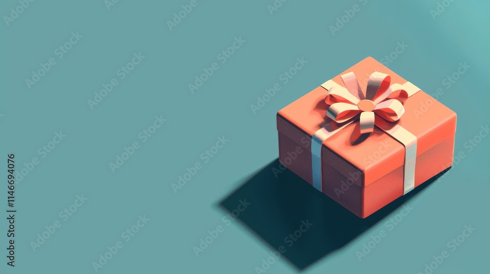 Fototapeta premium a powerpoint background with a solid color except for a small cartoon wrapped gift at the bottom 