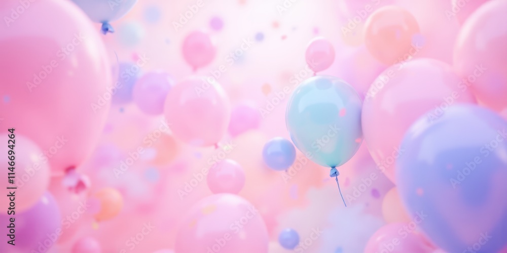 Balloons floating celebration space colorful scene Balloons floating celebration space colorful scene