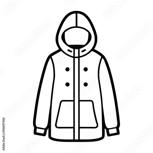 Weatherproof Jacket Line Art on White Background
