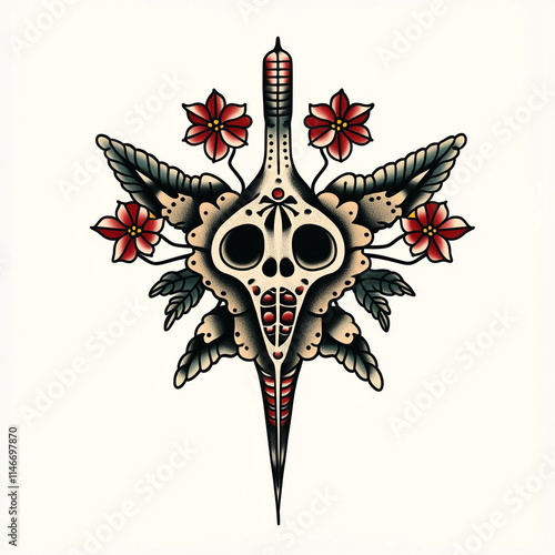 Stingray tattoo flash illustration photo