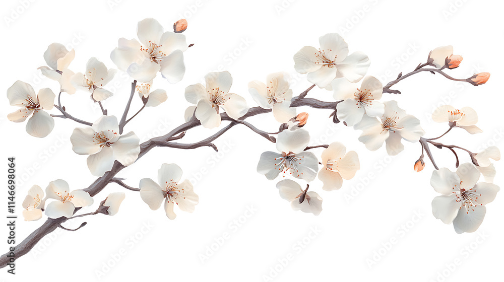 Tree branch flower Photo Overlays isolated on white, classical style floral concept illustration Tree branch flower Photo Overlays isolated on white, classical style floral concept illustration