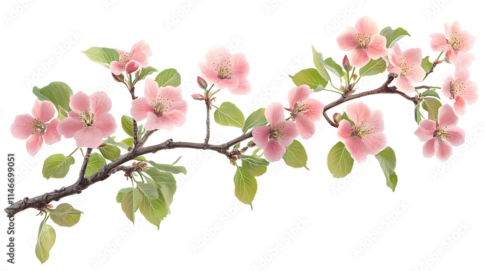Tree branch flower Photo Overlays isolated on white, classical style floral concept illustration Tree branch flower Photo Overlays isolated on white, classical style floral concept illustration