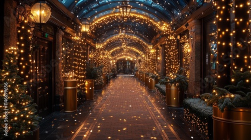 Wallpaper Mural Magical winter corridor adorned with twinkling lights Torontodigital.ca