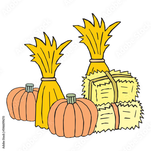 Dry haystacks on white background cartoon icon vector