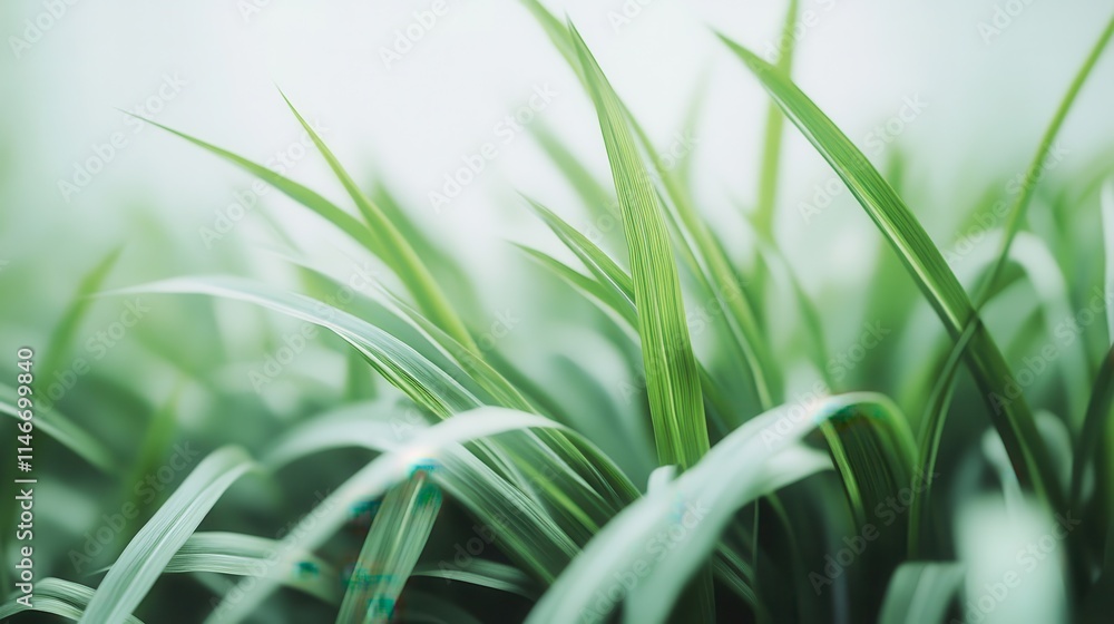 Naklejka premium Fresh Green Grass Close-Up in Realistic Style