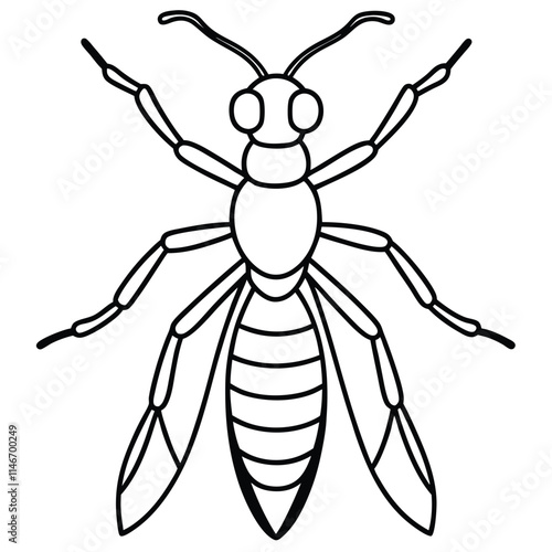 Mud Dauber insect flat vector illustration on white background