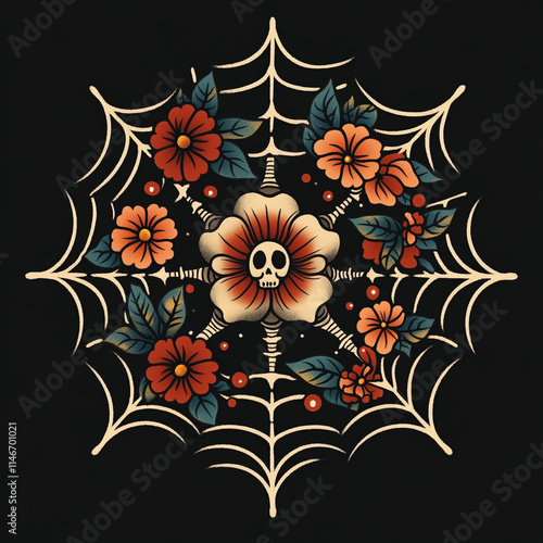 Spider Web tattoo flash illustration photo