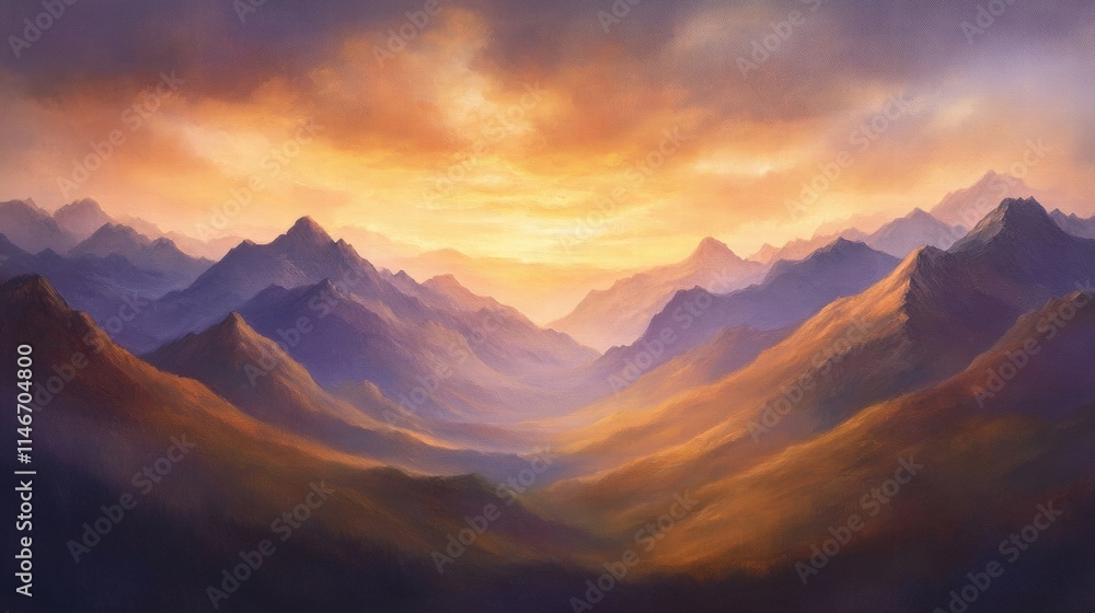 majestic sunset over mountain valley majestic sunset over mountain valley