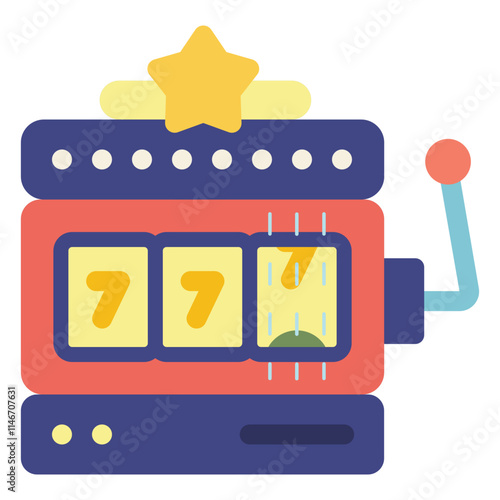 casino slot machine win 777 jackpot flat illustration