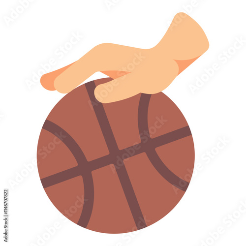 hand dribbling basketball ball flat illustration