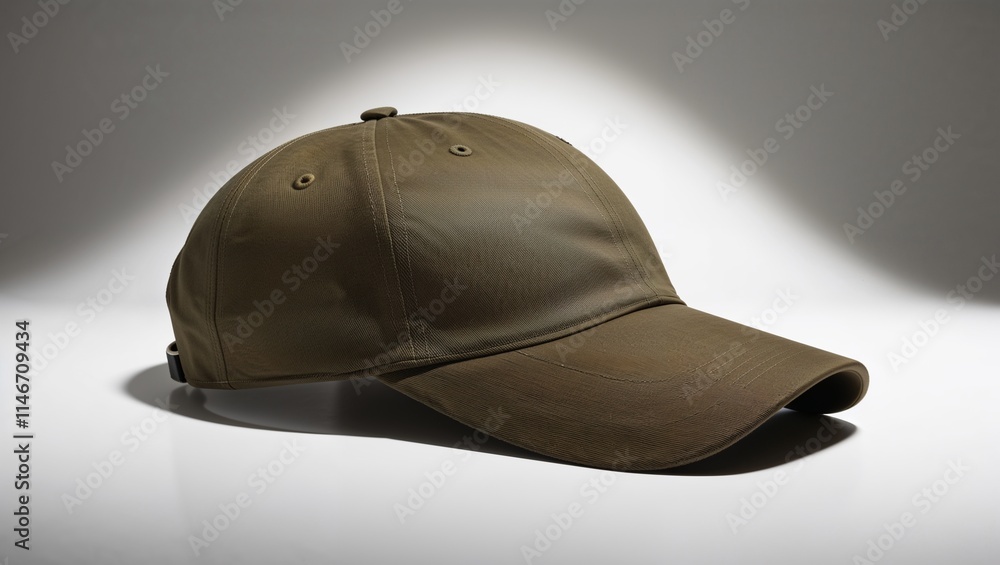 Fototapeta premium A photorealistic depiction of a olive green baseball cap