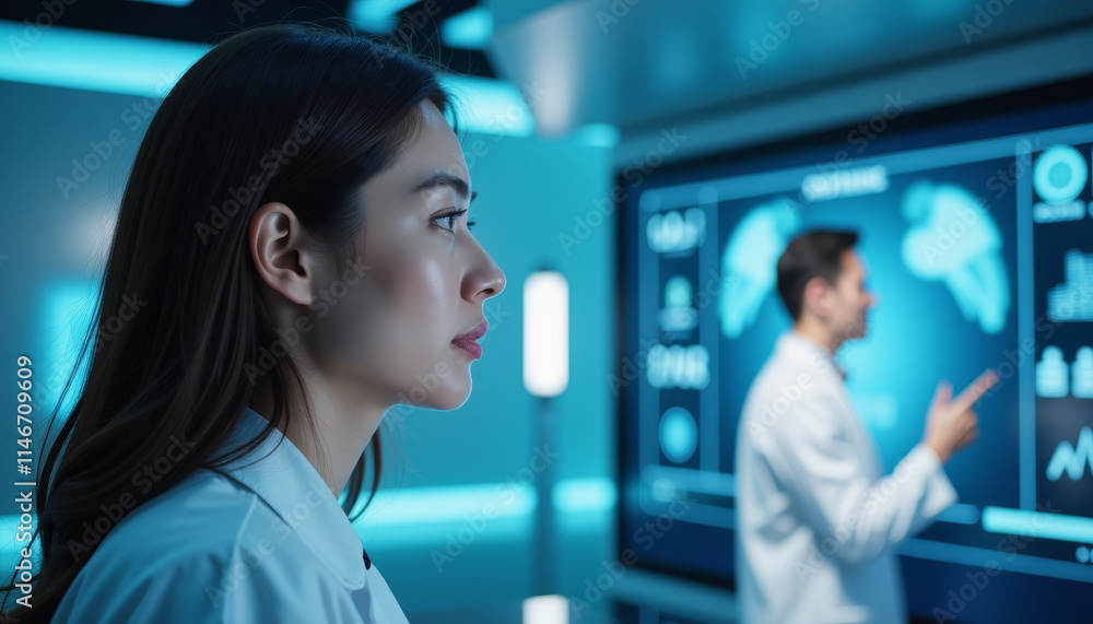 Innovative AI-doctor consultation in a modern medical facility with advanced technology highlighting patient care Innovative AI-doctor consultation in a modern medical facility with advanced technology highlighting patient care