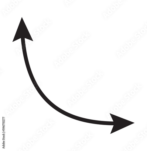 Dual semi circle arrow. Vector illustration. Semicircular curved thin long double ended arrow.