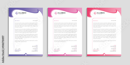 Modern Professional Letterhead Design for Businesses, Branding, Corporate Identity, Print-Ready Templates with Gradient Color