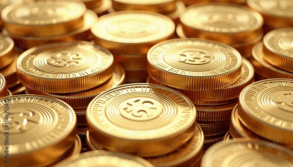 Detailed metallic coin stack texture with shiny golden edges showcasing ridged patterns Detailed metallic coin stack texture with shiny golden edges showcasing ridged patterns