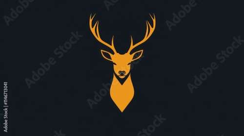 A stylized orange silhouette of a deer against a dark background, emphasizing wildlife. photo