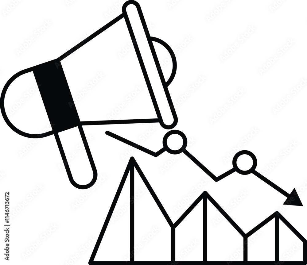 A cartoon drawing of a microphone with a downward arrow in the background A cartoon drawing of a microphone with a downward arrow in the background