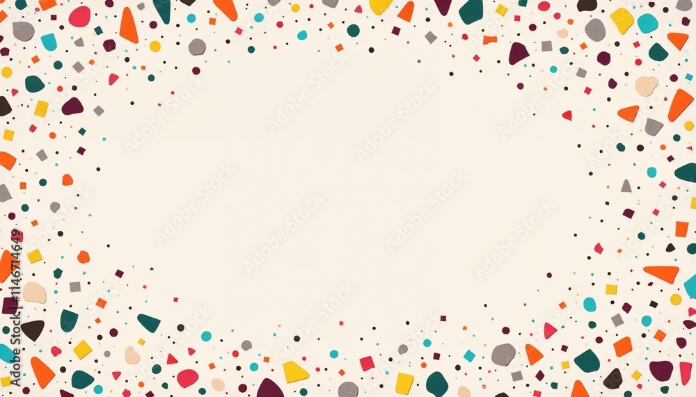 Festive Confetti Frame in Warm Colors with Copy Space Festive Confetti Frame in Warm Colors with Copy Space