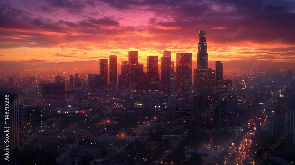 Fototapeta premium los angeles sunset cityscape