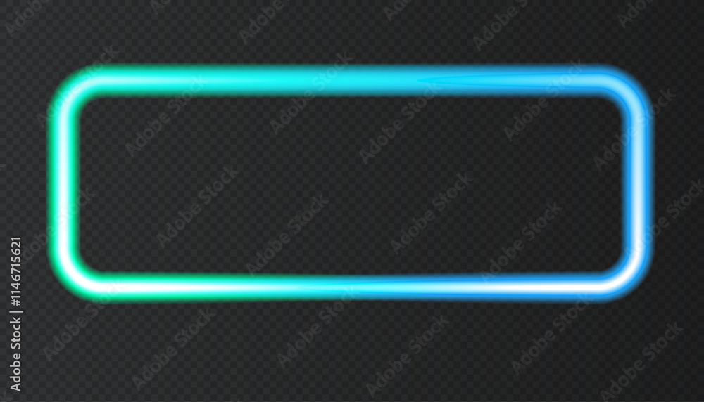 Blue neon rectangle frame with lights effects. Blue neon rectangle frame with lights effects.