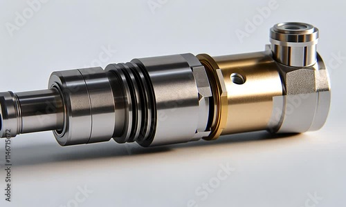 A metallic component, likely a valve or actuator, used in mechanical or automotive systems.