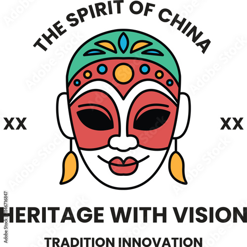 Illustration in concept of Chinese culture in line style