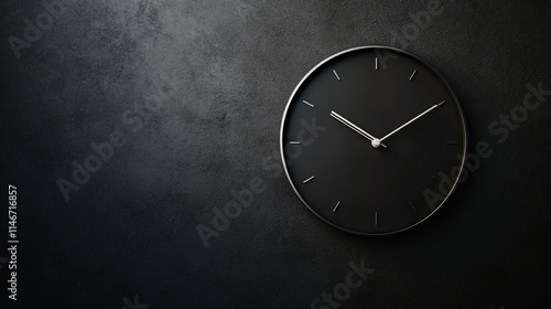 Wallpaper Mural A minimalist black wall clock against a dark background, emphasizing time. Torontodigital.ca