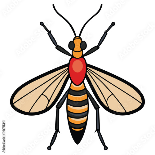 Scorpion fly insect flat vector illustration on white background photo