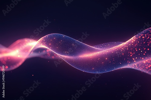 smooth strand of dna glowing softly against seamless dark background photo