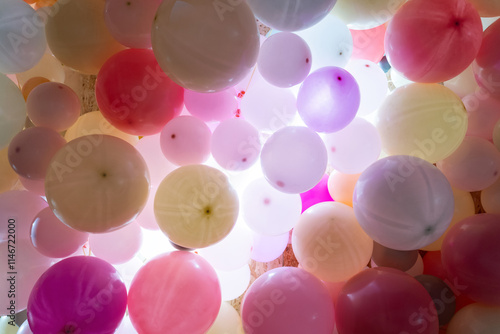 Abstract Background of Colorful Pastel Balloons in Soft Light