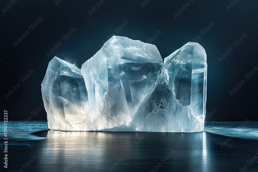 glowing crystal displayed on matte black surface under dramatic lighting glowing crystal displayed on matte black surface under dramatic lighting