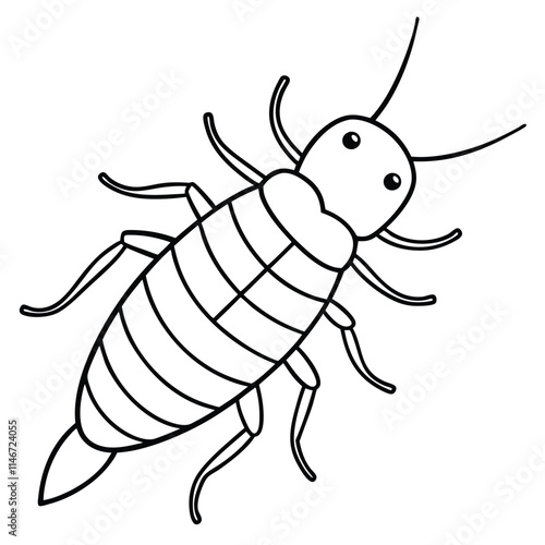 Silverfish insect flat vector illustration on white background