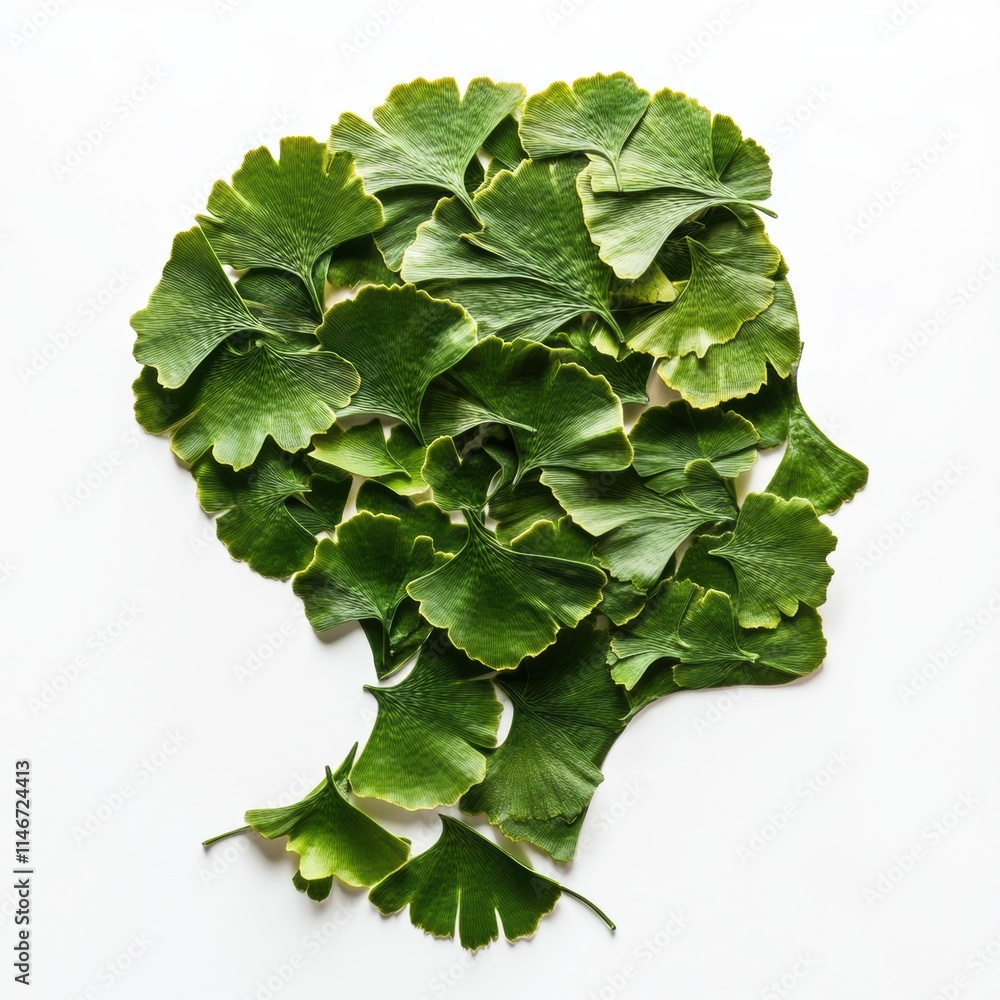 Fototapeta premium Ginkgo biloba plant leaf closeup view.