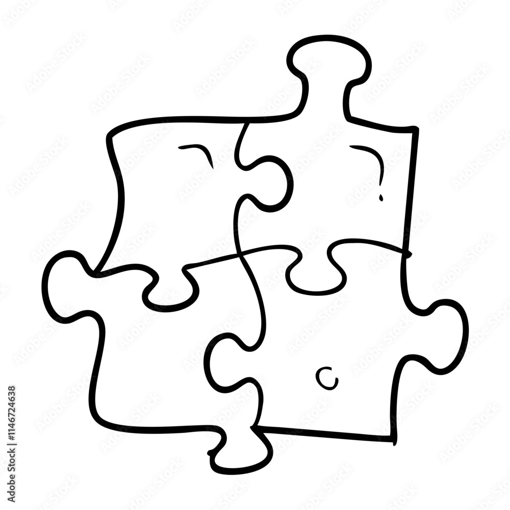 Vector of Four Connected Puzzle Pieces Symbolizing Unity and Problem Solving Vector of Four Connected Puzzle Pieces Symbolizing Unity and Problem Solving
