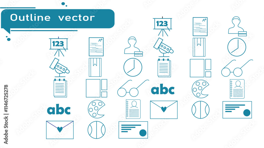 abstract design vector outline sets abstract design vector outline sets