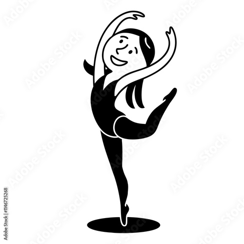  Elegant Ballerina Silhouette in Dance Pose Expressing Joy and Grace Vector Art