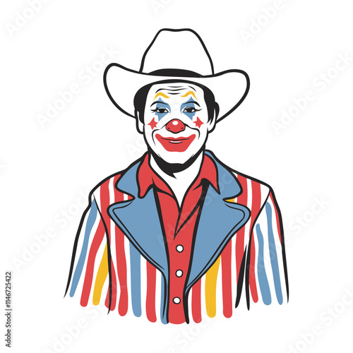  Colorful Clown Cowboy Vector Illustration with Striped Outfit