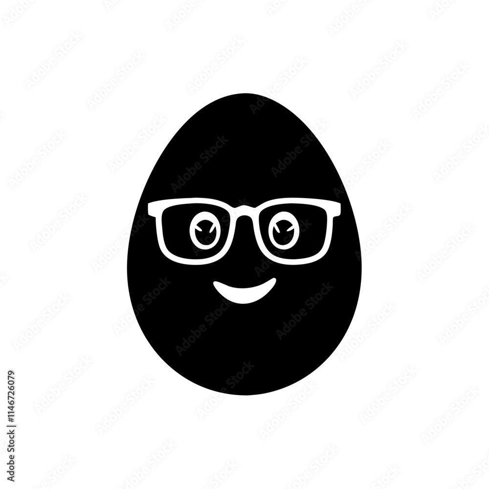 Cute Egg Face Wearing Glasses Vector for Fun and Whimsical Designs Cute Egg Face Wearing Glasses Vector for Fun and Whimsical Designs