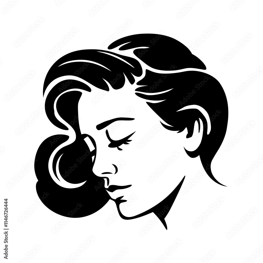 Elegant Woman Silhouette Profile in Classic Vector Illustration Elegant Woman Silhouette Profile in Classic Vector Illustration