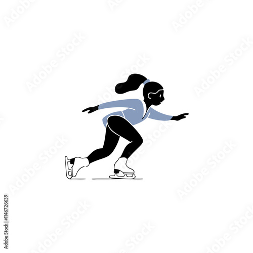  Ice Skating Woman Silhouette Vector Illustration for Winter Sports Enthusiasts