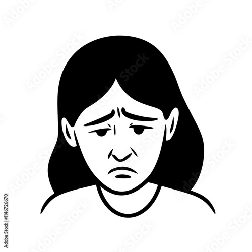  Sad Expression Young Woman Vector Illustration for Emotional Concepts