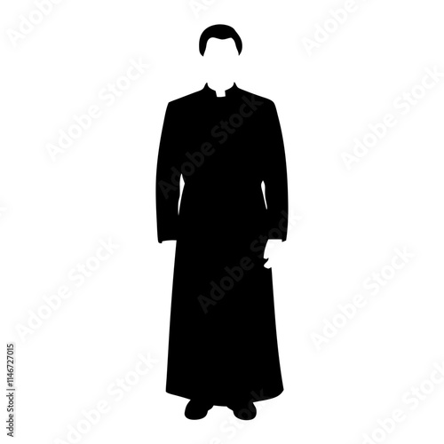  Priest Silhouette Vector Clergy Man in Cassock Religious Figure Illustration