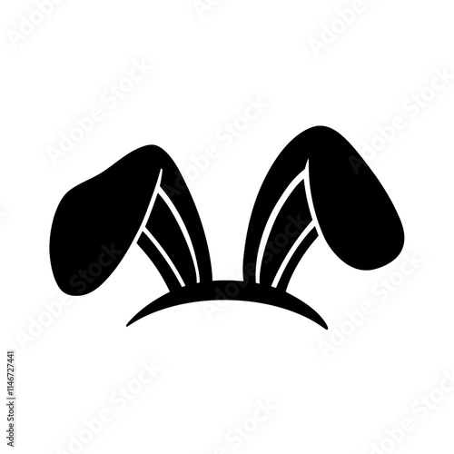  Black Silhouette Bunny Ears Vector Illustration for Fun Easter Design
