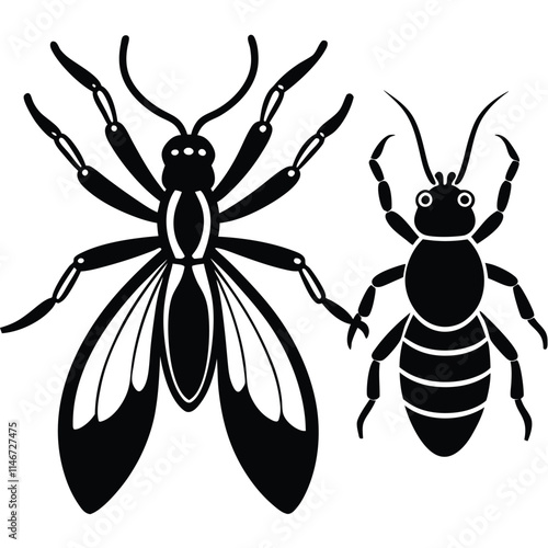 spider wasp insect flat vector illustration on white background