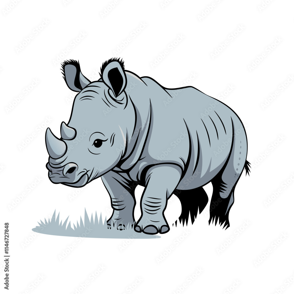 Fototapeta premium Cute Baby Rhinoceros Vector Illustration Wildlife Animal Art