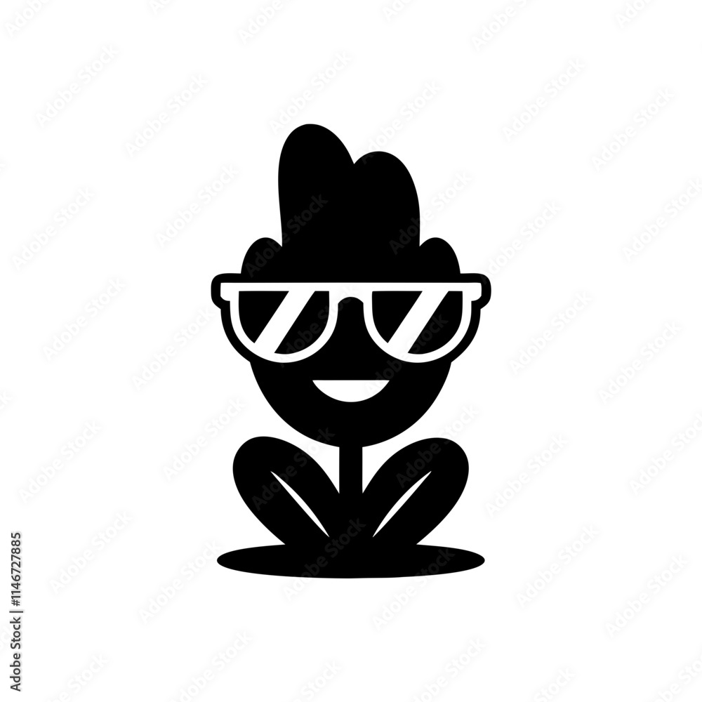 Cool Sunglasses-Wearing Plant Character Vector Graphic for Fun and Trendy Designs Cool Sunglasses-Wearing Plant Character Vector Graphic for Fun and Trendy Designs