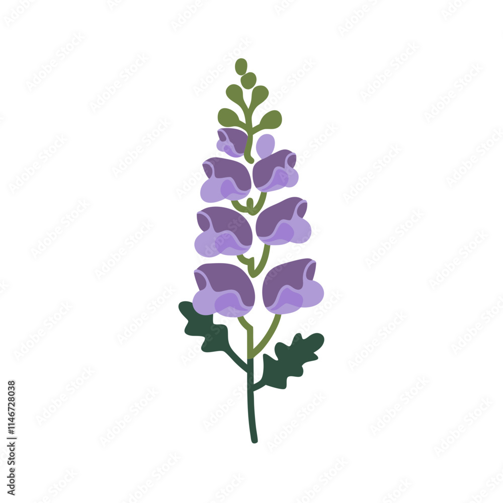 Naklejka premium Purple Lupine Flower Vector Art Botanical Illustration for Nature Design Projects